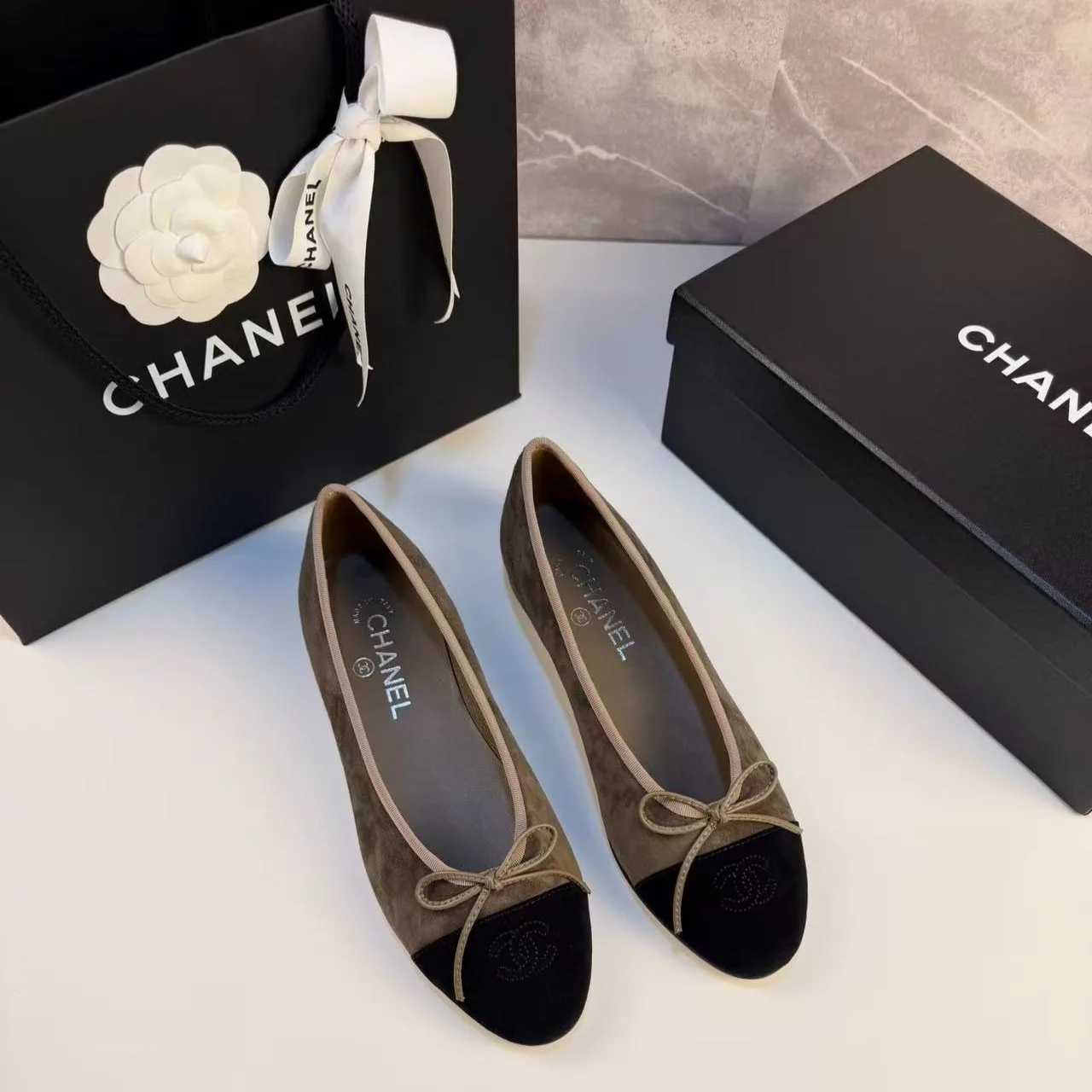 Alternative view of Chanel Ballet Flats Suede Dark Brown