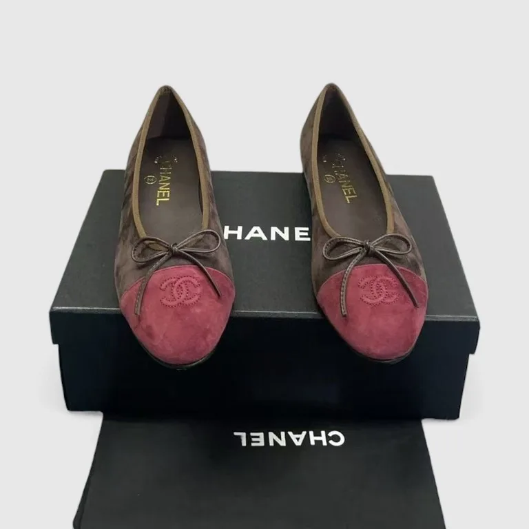 Alternative view of Chanel Ballet Flats Suede Dark Brown/Burgundy