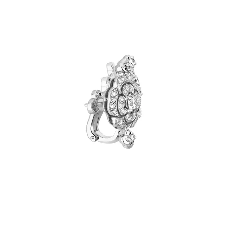 Chanel Bouton De Camélia Earrings White Gold - Image 3