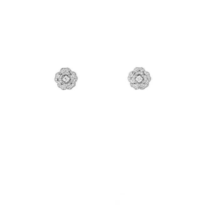 Chanel Bouton De Camélia Transformable Earrings White Gold - Image 3