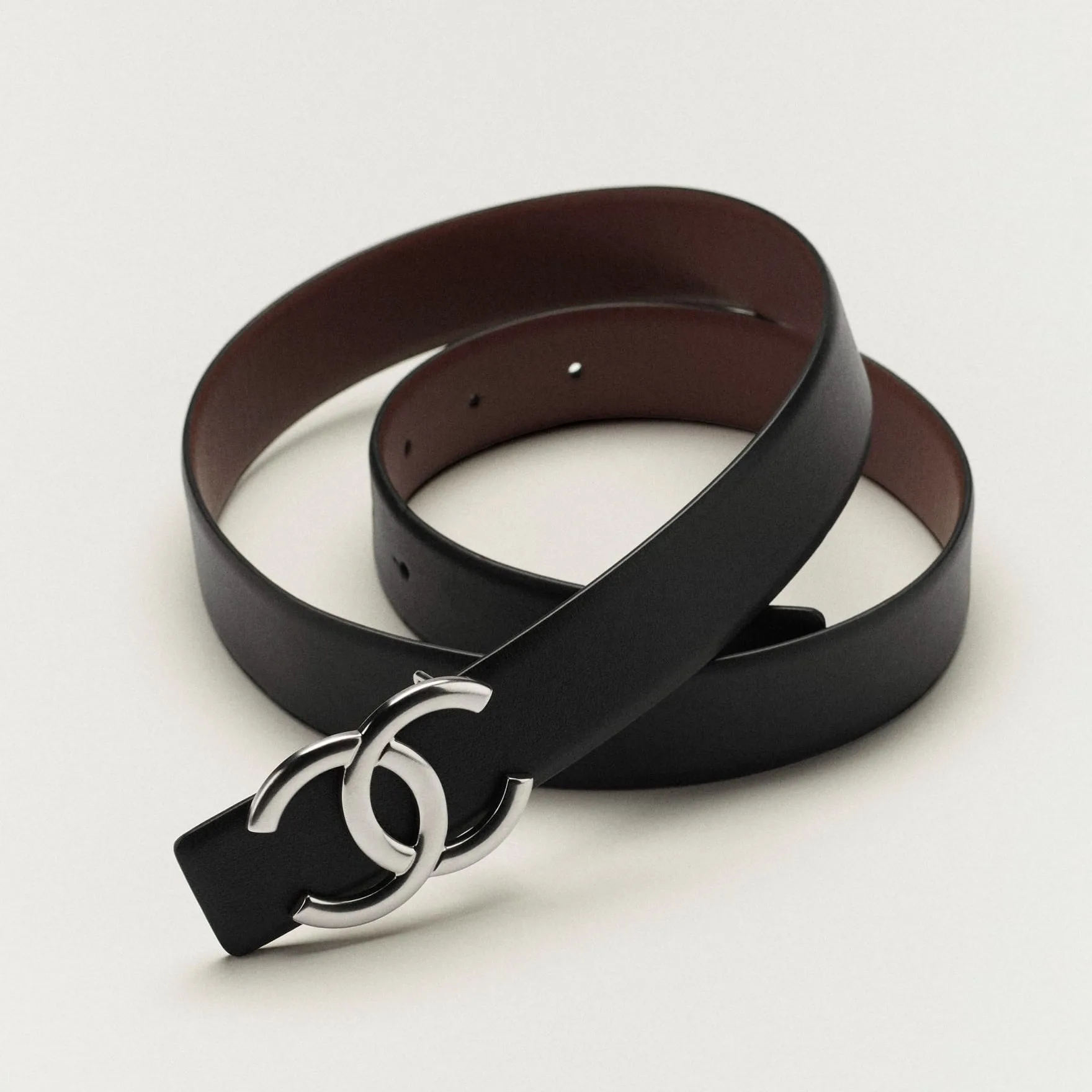 Chanel CC Buckle Belt Black/Burgundy --U0969 - Image 3