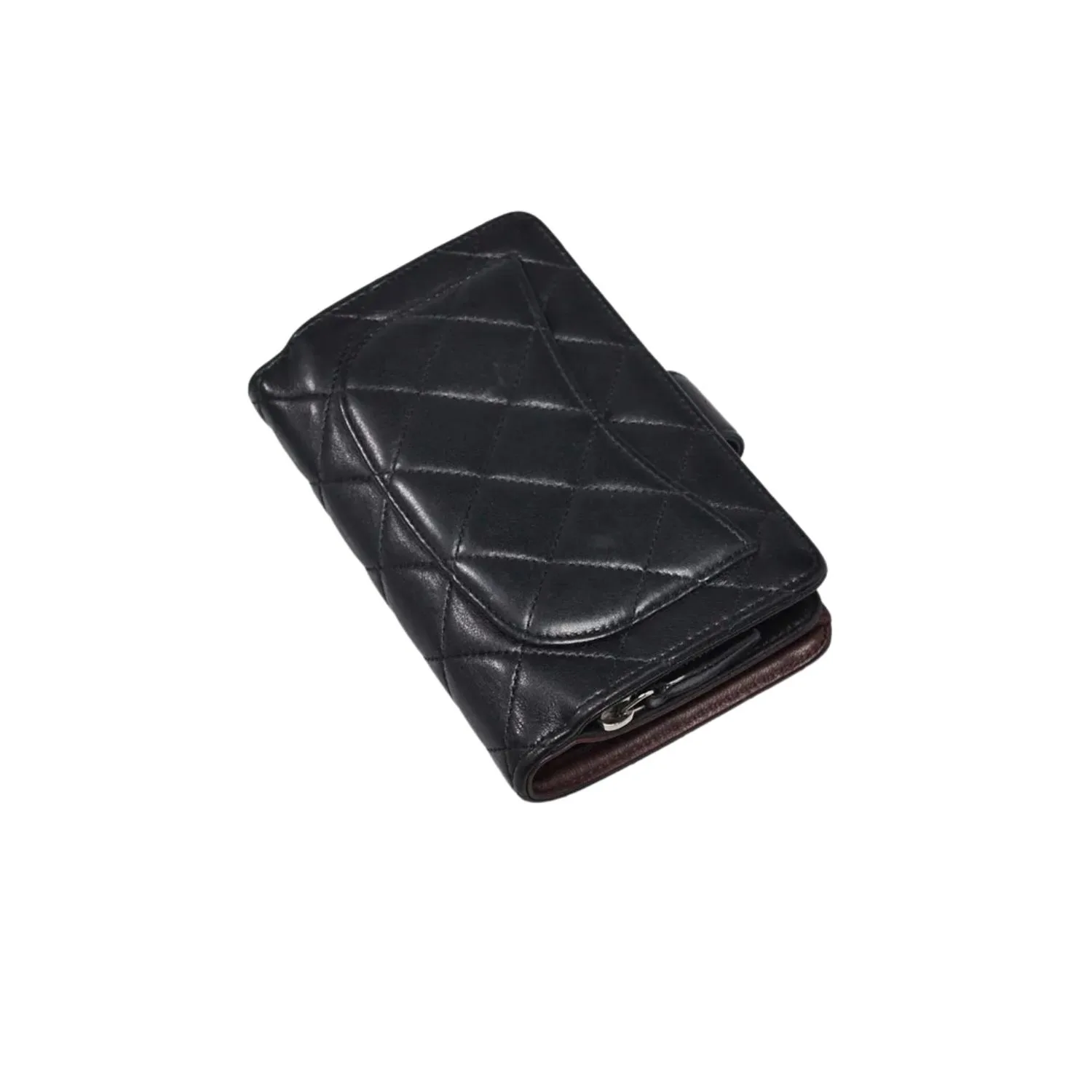 Alternative view of Chanel CC Lambskin Wallet Silver Hardware Black /