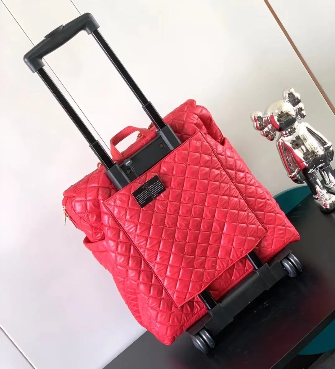 Chanel Classic Quilted Suitcase Red / - Image 3