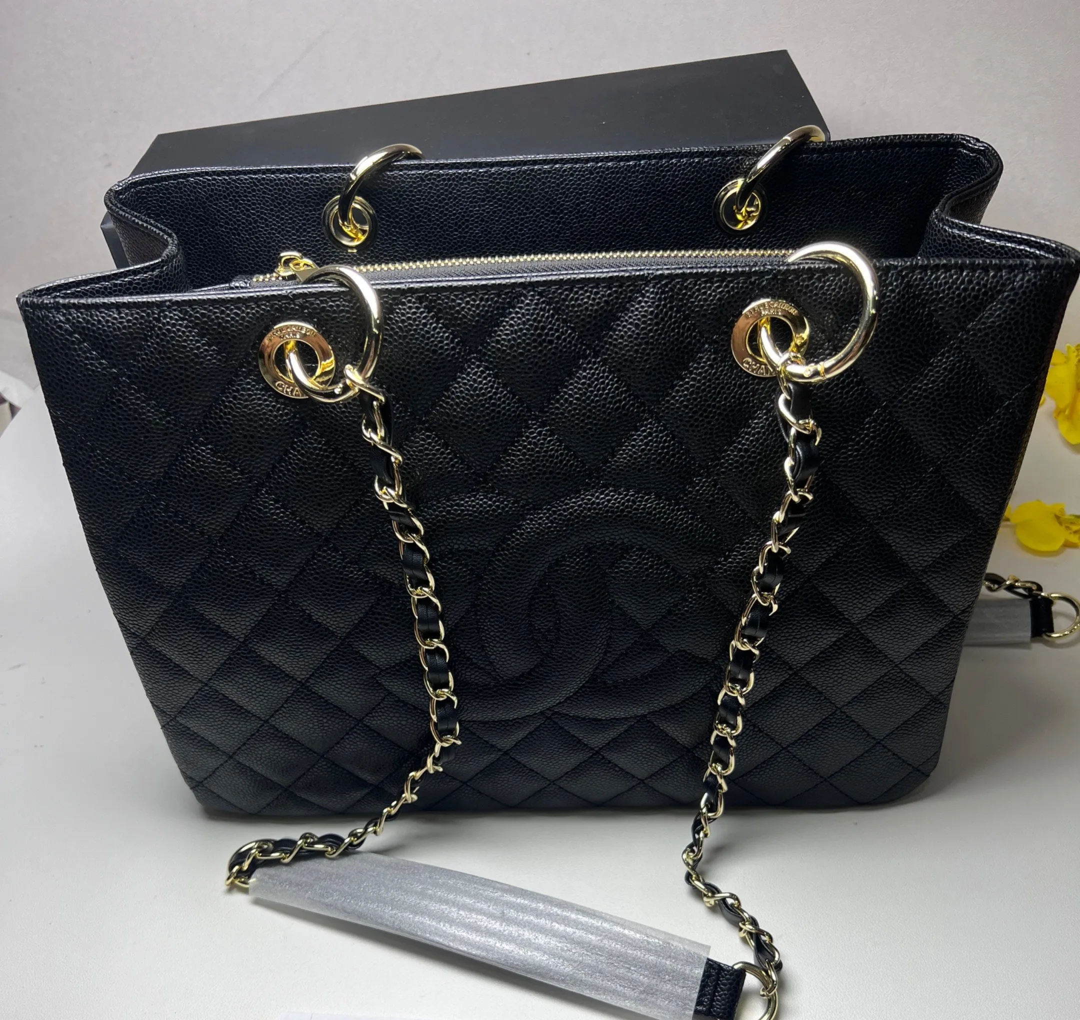 Chanel Classic Large Tote Bag / Black Gold Hardware - Image 3