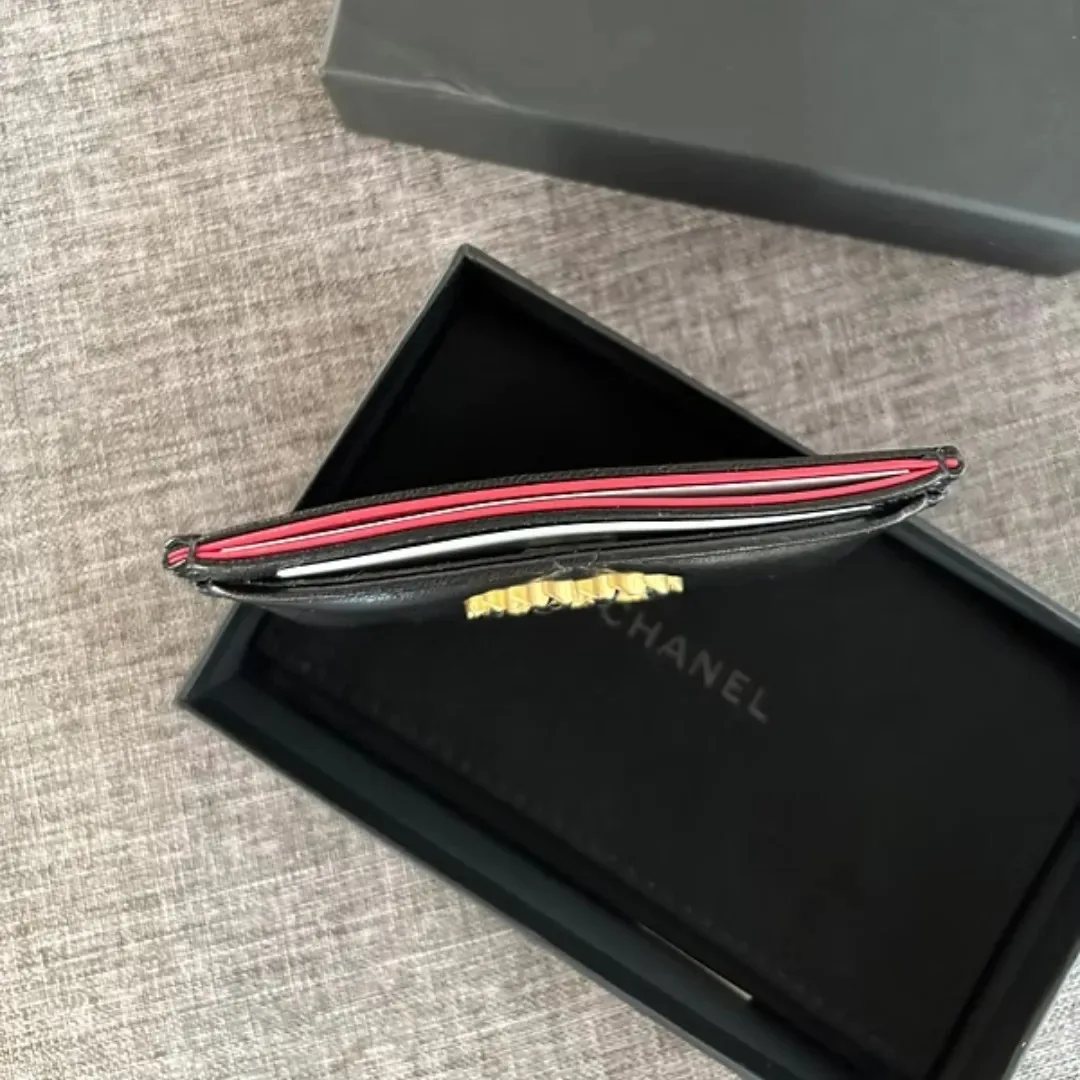 Chanel CO-CO 19 Card Holder Wallet Black Gold Toned Hardware / - Image 3