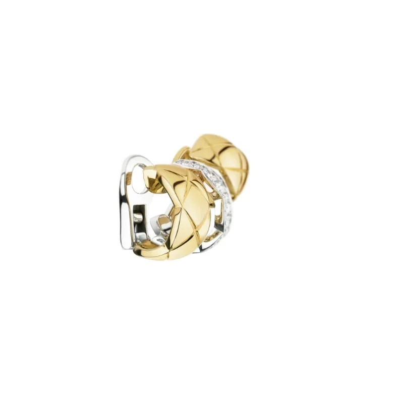 Chanel Coco Crush Earrings White/Yellow Gold - Image 3