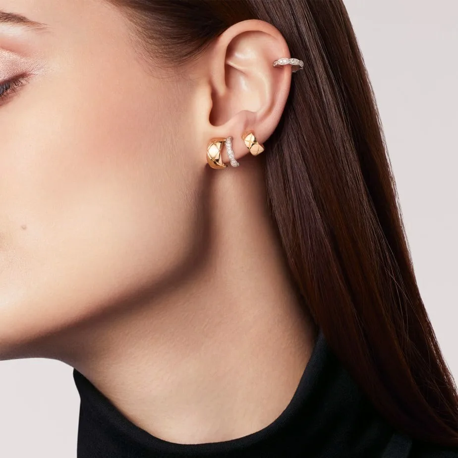 Chanel Coco Crush Earrings White/Yellow Gold - Image 2
