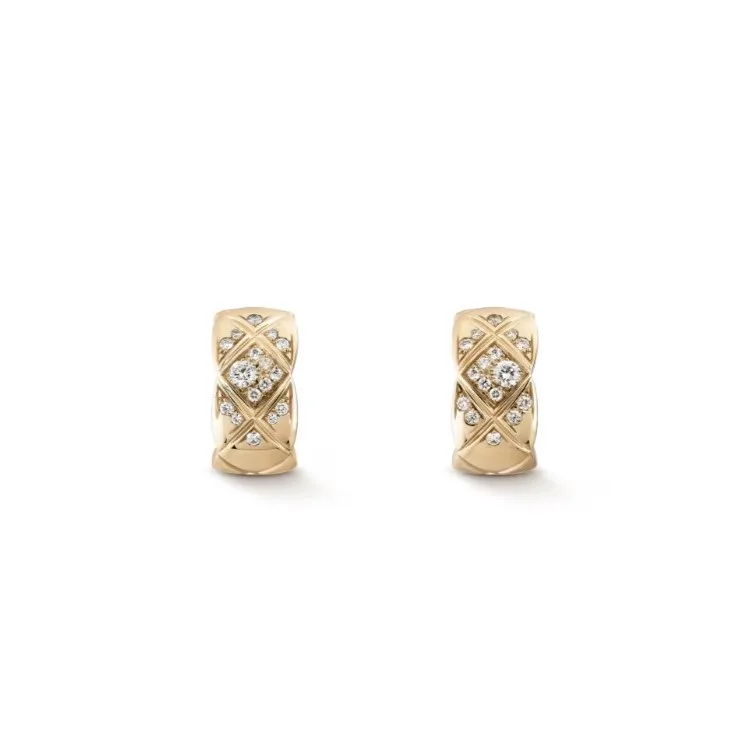 Chanel Coco Crush Earrings Beige Gold