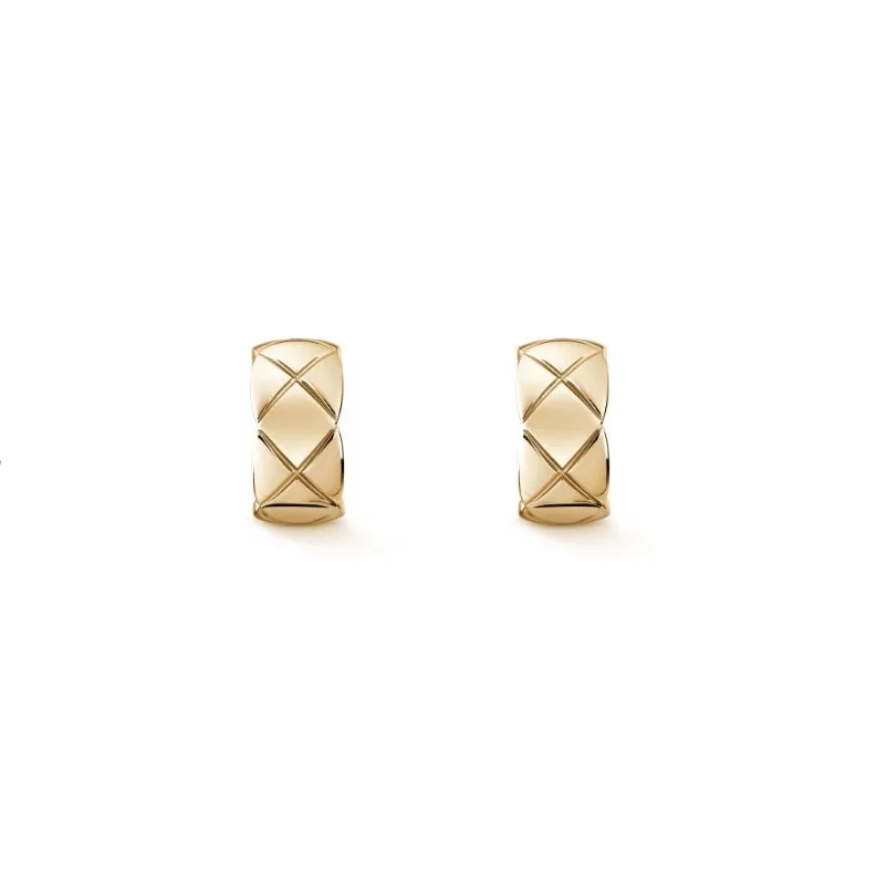 Chanel Coco Crush Earrings Beige Gold