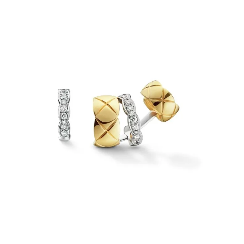 Chanel Coco Crush Earrings White/Yellow Gold