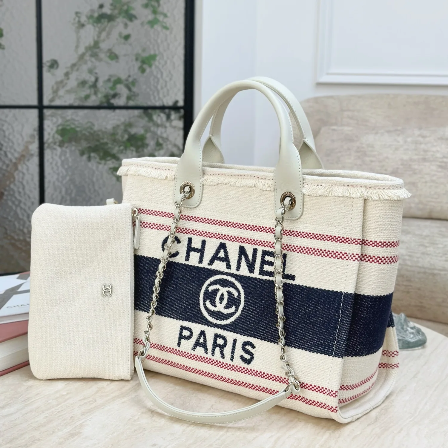 Alternative view of Chanel Deauville Large Tote Bag / Beige Gold Hardware