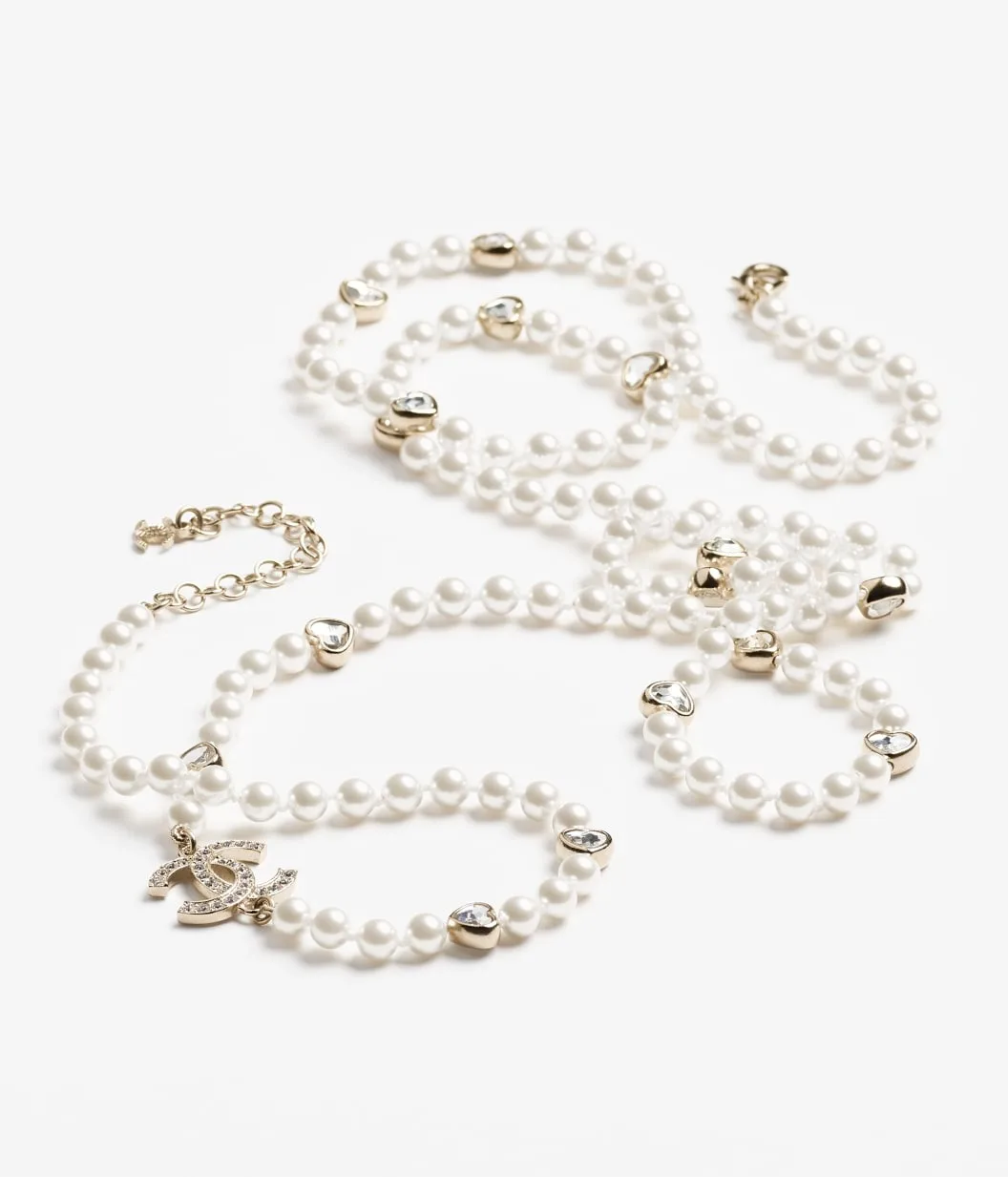 Alternative view of Chanel Long Necklace Gold Pearly White & Crystal