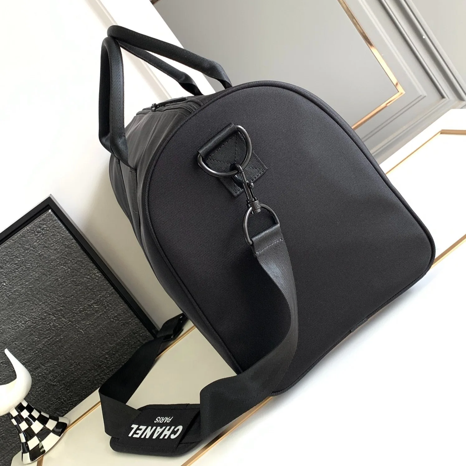 Chanel CC Logo Novelty Boston Travel Bag Black / - Image 5