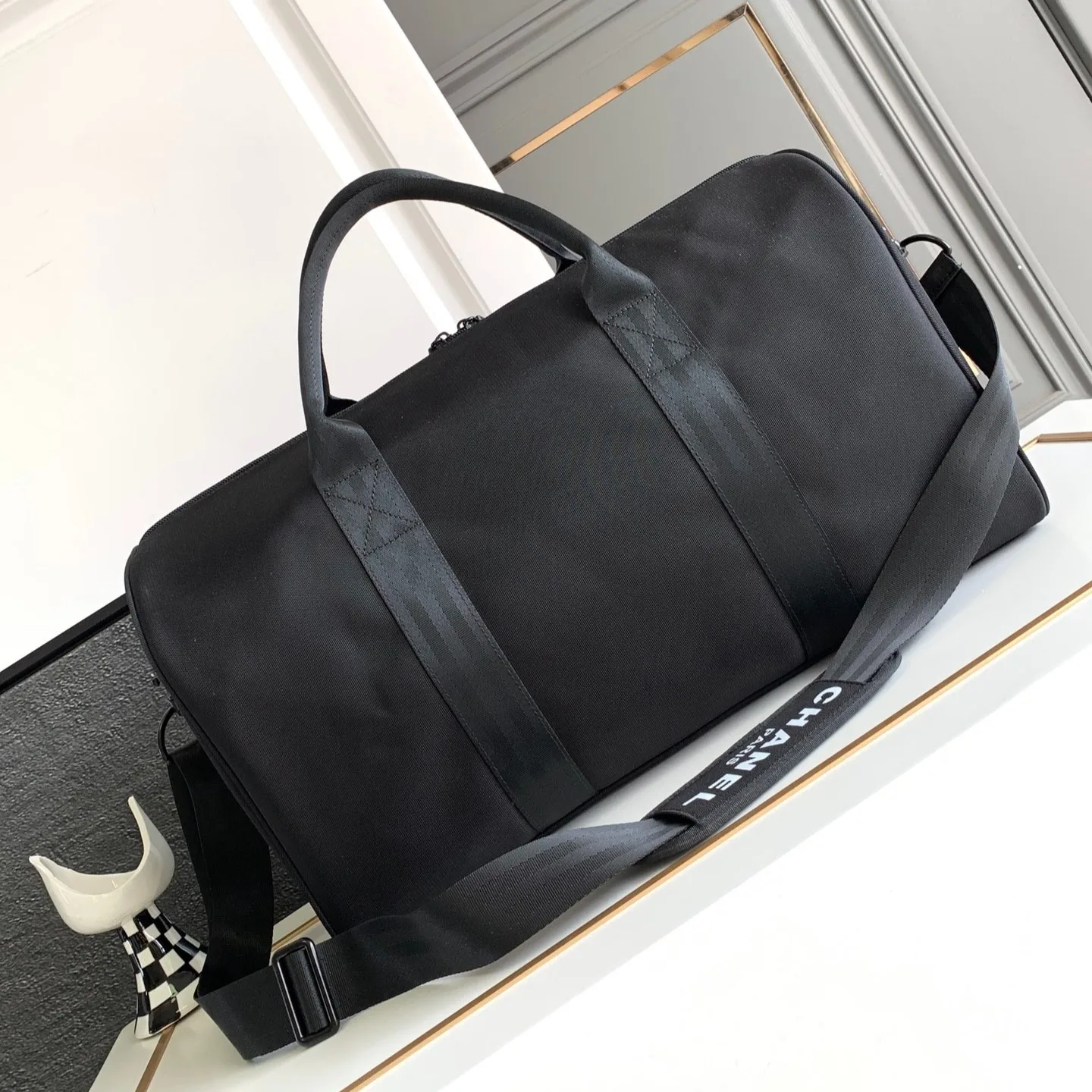Chanel CC Logo Novelty Boston Travel Bag Black / - Image 3
