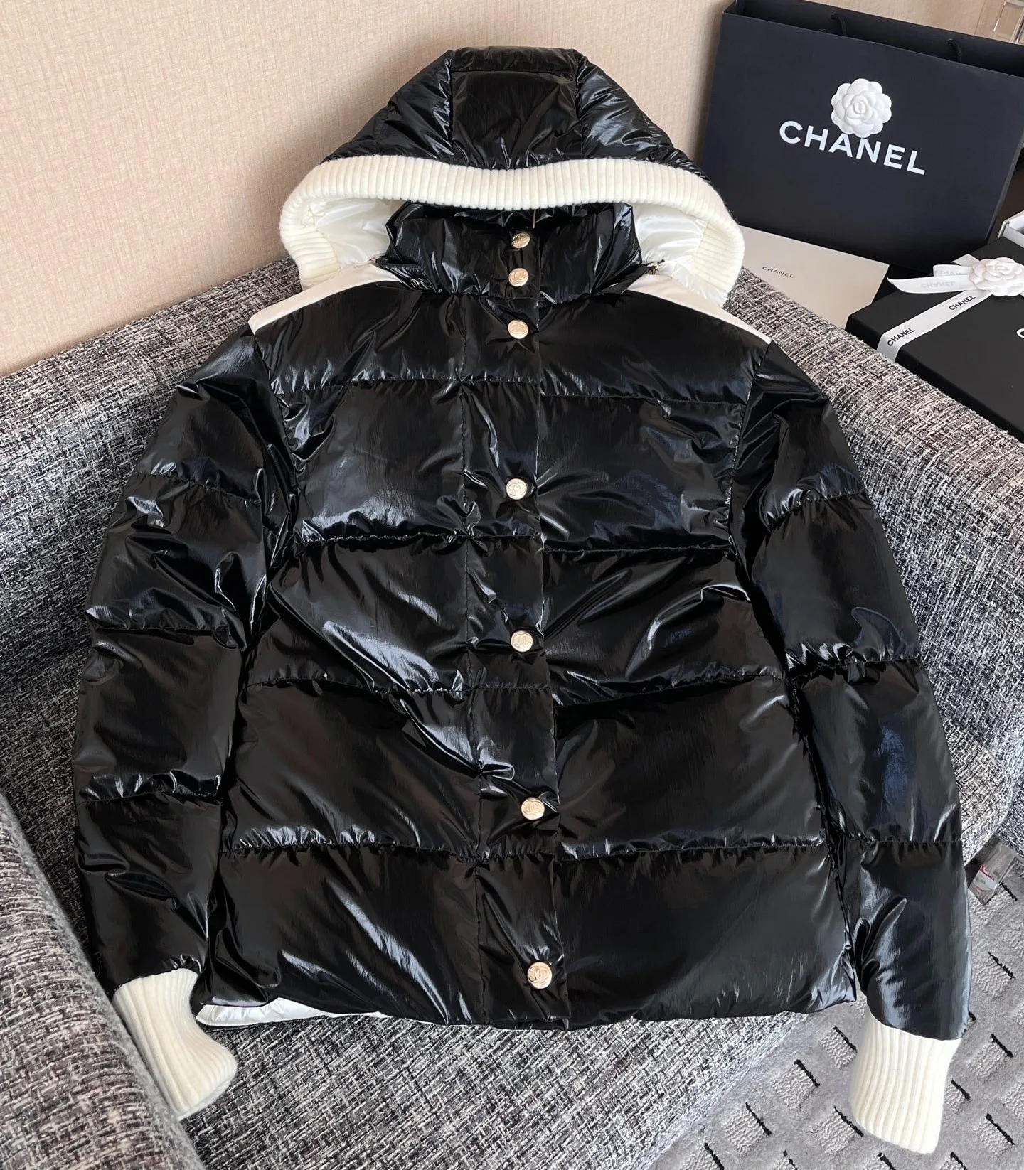 Chanel Puffer Coat Black - Image 3