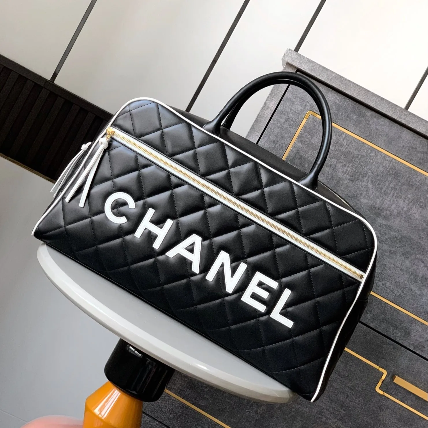 Alternative view of Chanel Quilted Vintage Sports Line Boston Bag Black /