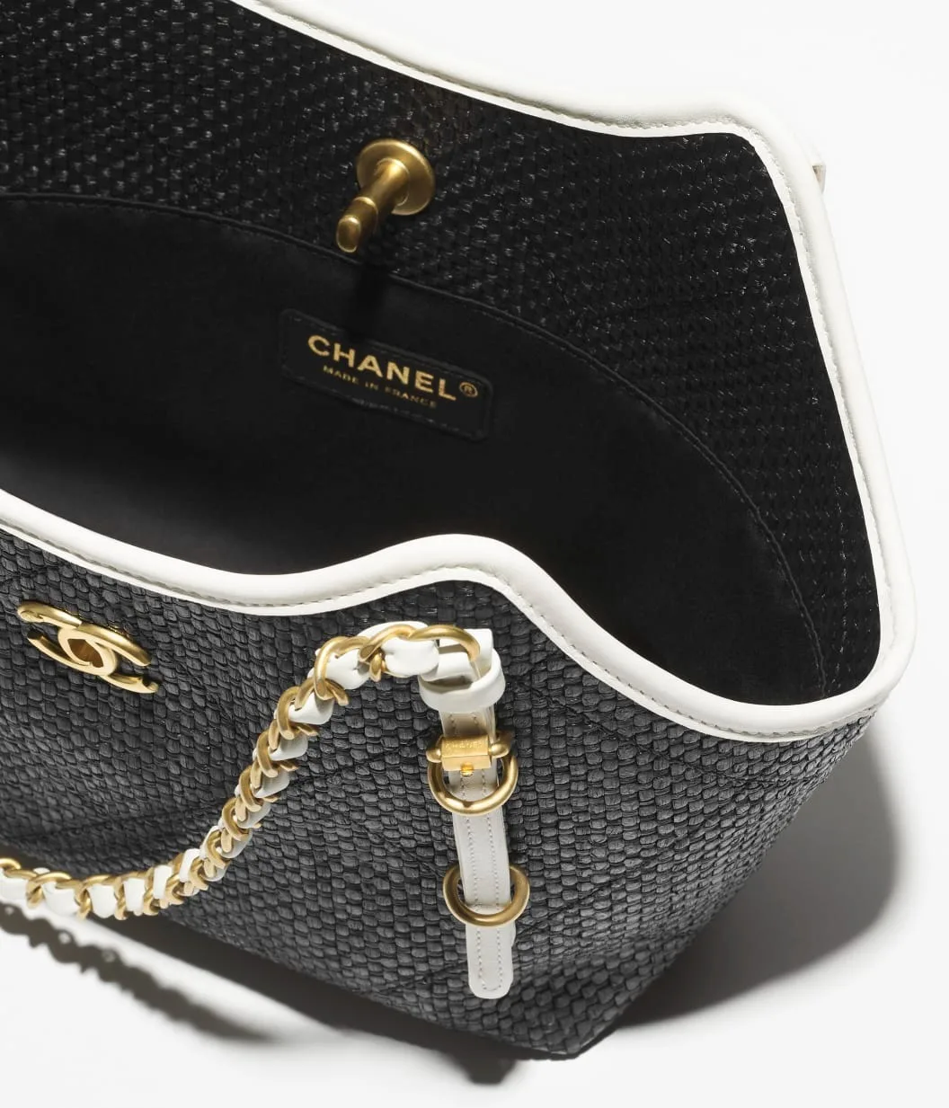 Chanel Small Shopping Bag Black Raffia / - Image 3