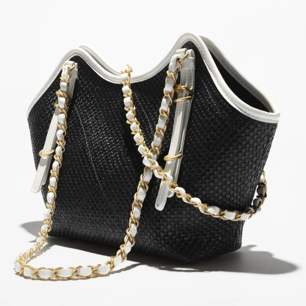 Chanel Small Shopping Bag Black Raffia / - Image 4