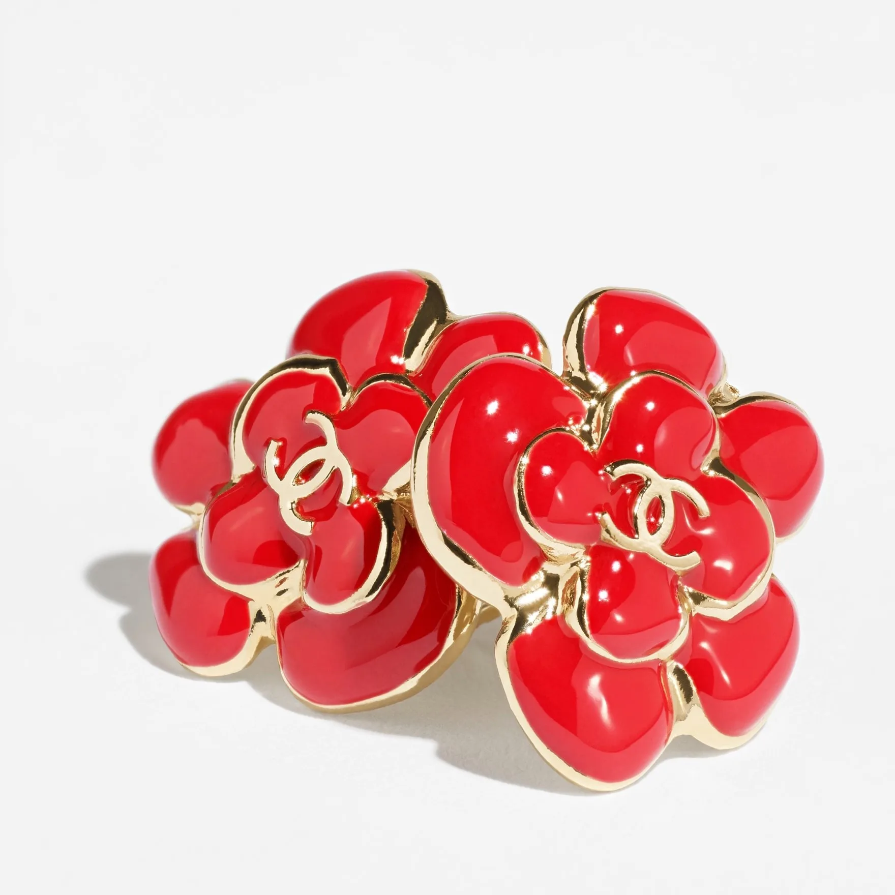 Alternative view of Chanel Stud Earrings Red Gold Hardware