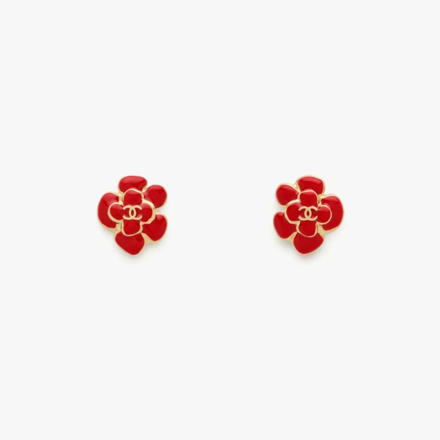 Chanel Stud Earrings Red Gold Hardware - Image 3