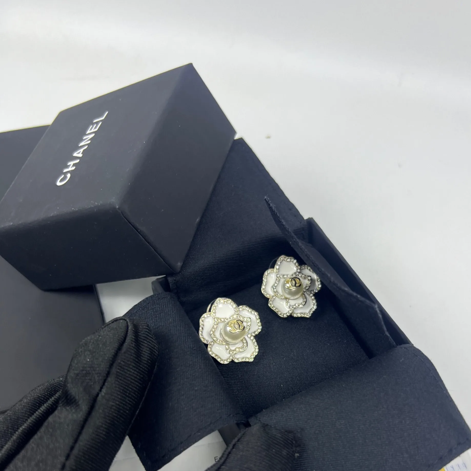 Alternative view of Chanel Sweet Lady Camellia Earrings White
