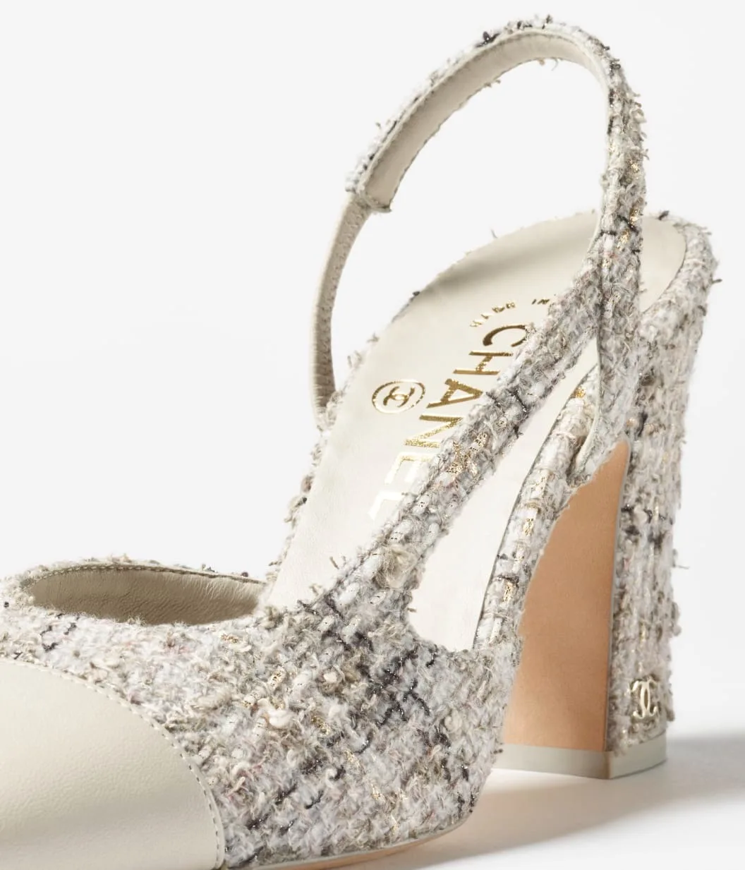 Chanel Tweed Slingbacks Gray/Black --U3336 - Image 3