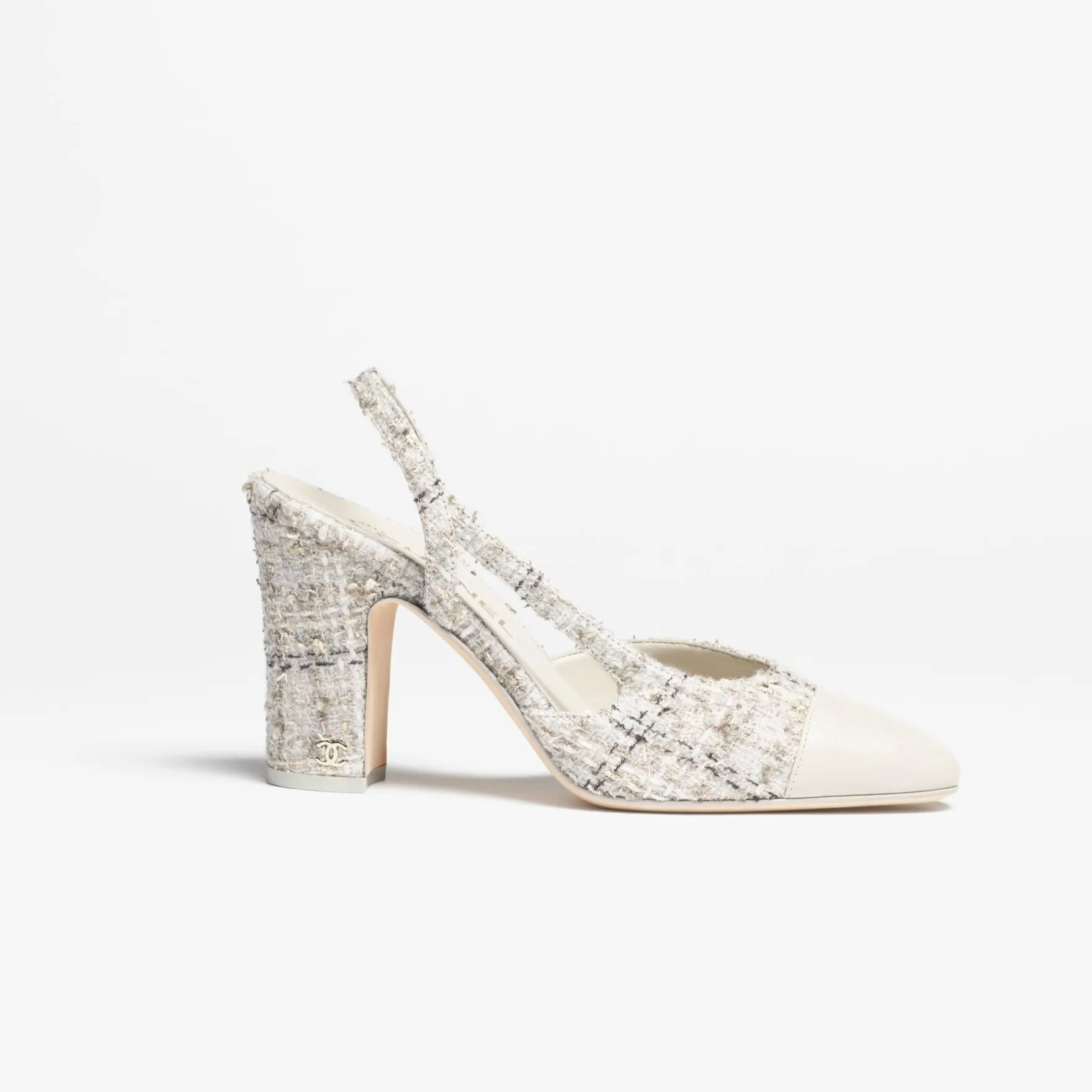 Alternative view of Chanel Tweed Slingbacks Gray/Black --U3336