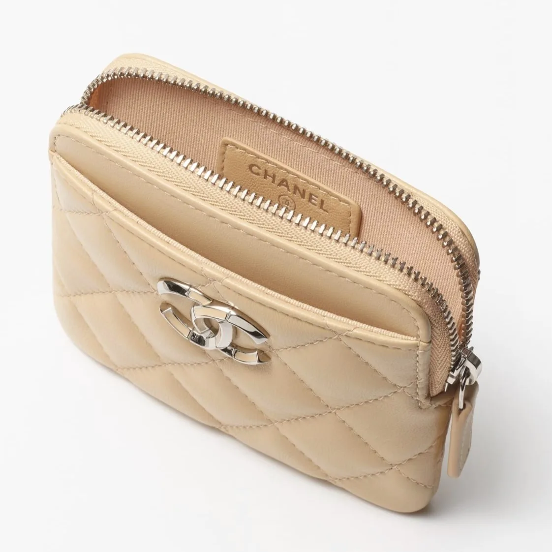 Chanel Zipped Coin Purse Beige / - Image 3