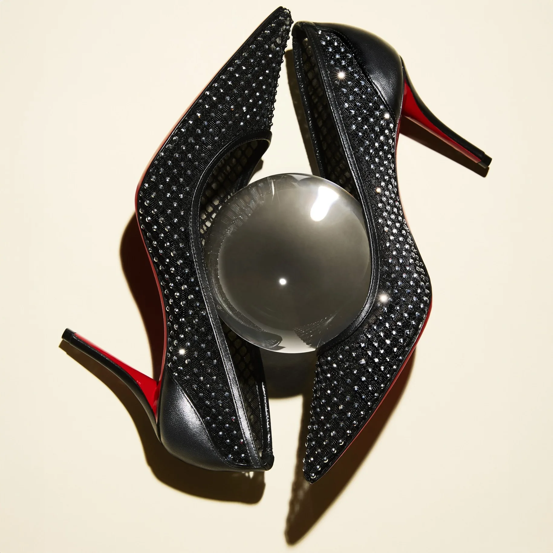 Alternative view of Christian Louboutin Apostropha Mesh Strass Pumps Black