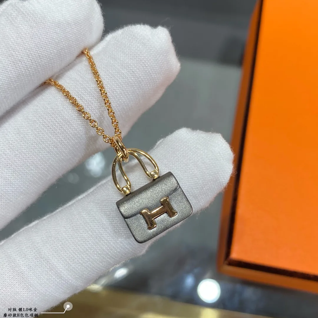 Alternative view of Hermes Constance Amulets Pendant Necklace Gold Tone