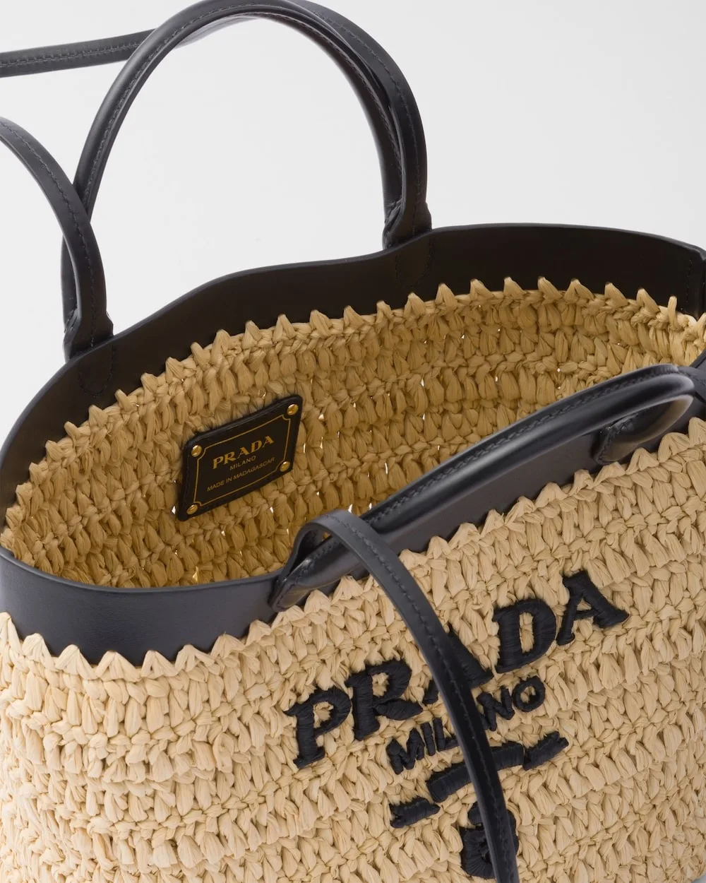 Prada Small Crochet Tote Bag Tan / - 1BG500_2M2Q_F0I55_V_GOO - Image 4