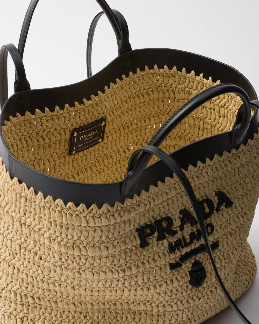 Prada Medium Crochet Tote Bag Tan / - 1BG499_2M2Q_F0I55_V_GOO - Image 6
