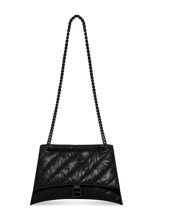 Balenciaga Crush Medium Chain Bag Quilted In Black /