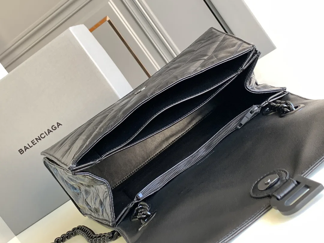 Balenciaga Crush Medium Chain Bag Quilted In Black / - Image 5
