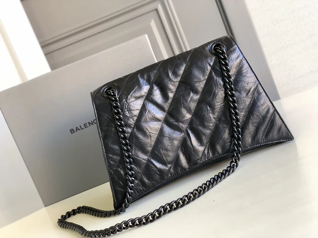 Alternative view of Balenciaga Crush Medium Chain Bag Quilted In Black /