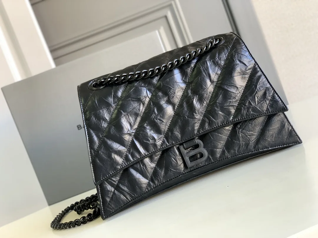 Balenciaga Crush Medium Chain Bag Quilted In Black / - Image 4
