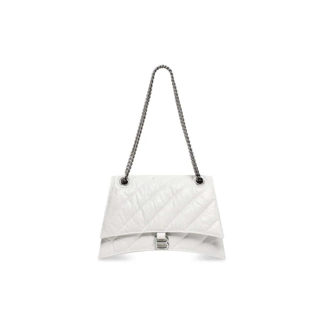 Balenciaga Crush Medium Chain Bag Quilted In Optic White /