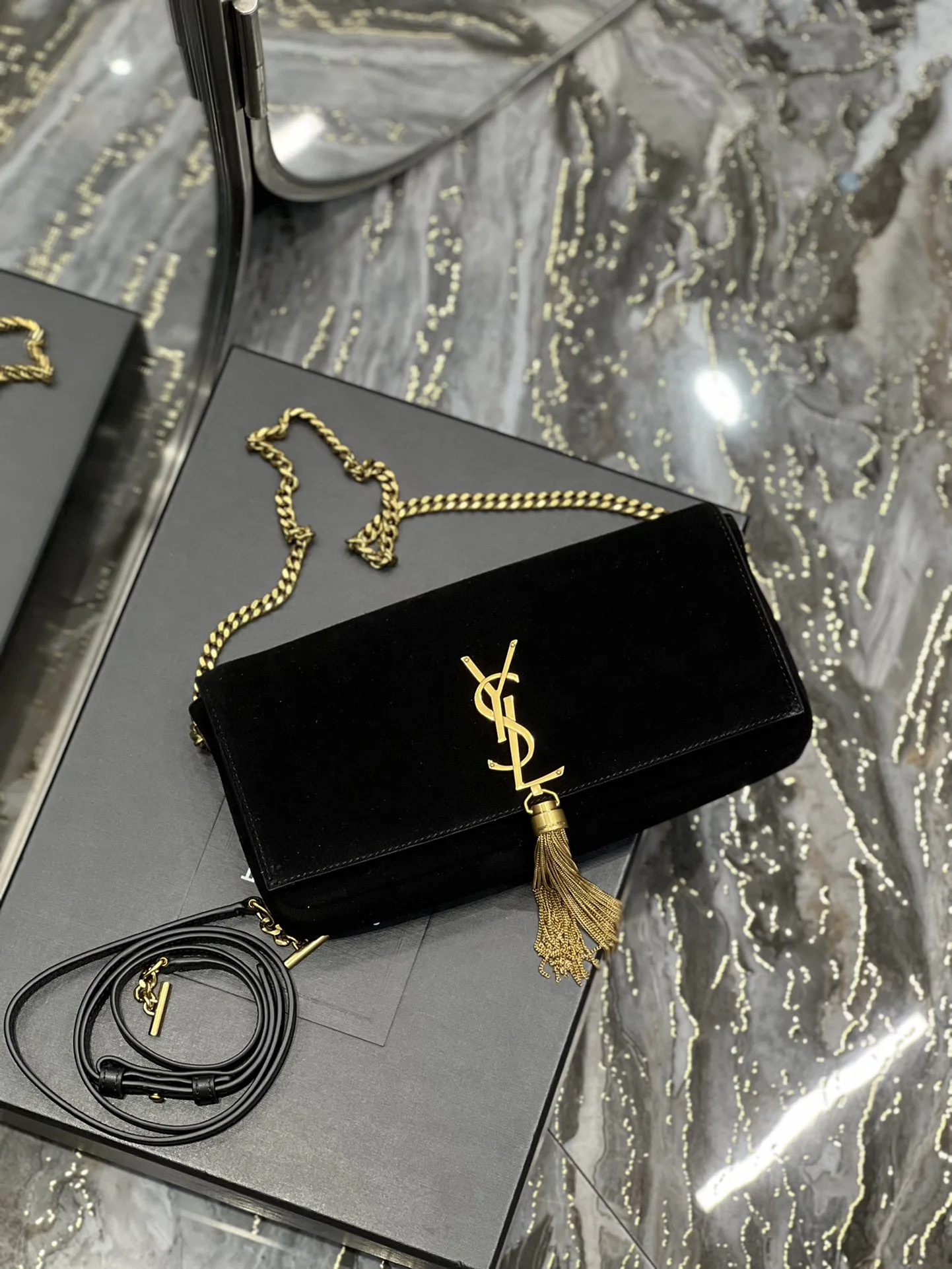 Saint Laurent Kate 99 Chain Bag With Tassel Black - Image 8