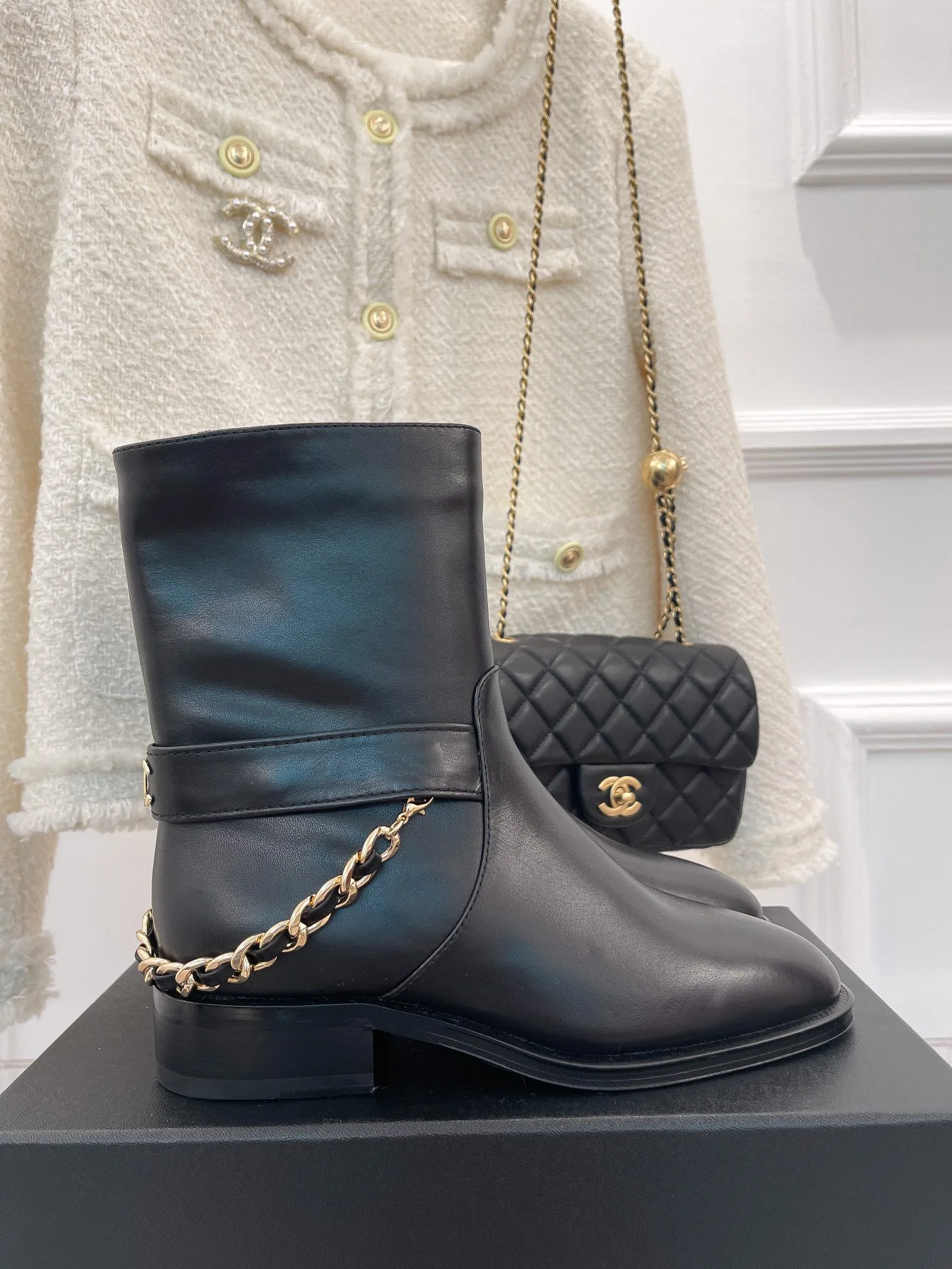 Chanel Ankle Boots With Chain Black / - Image 9