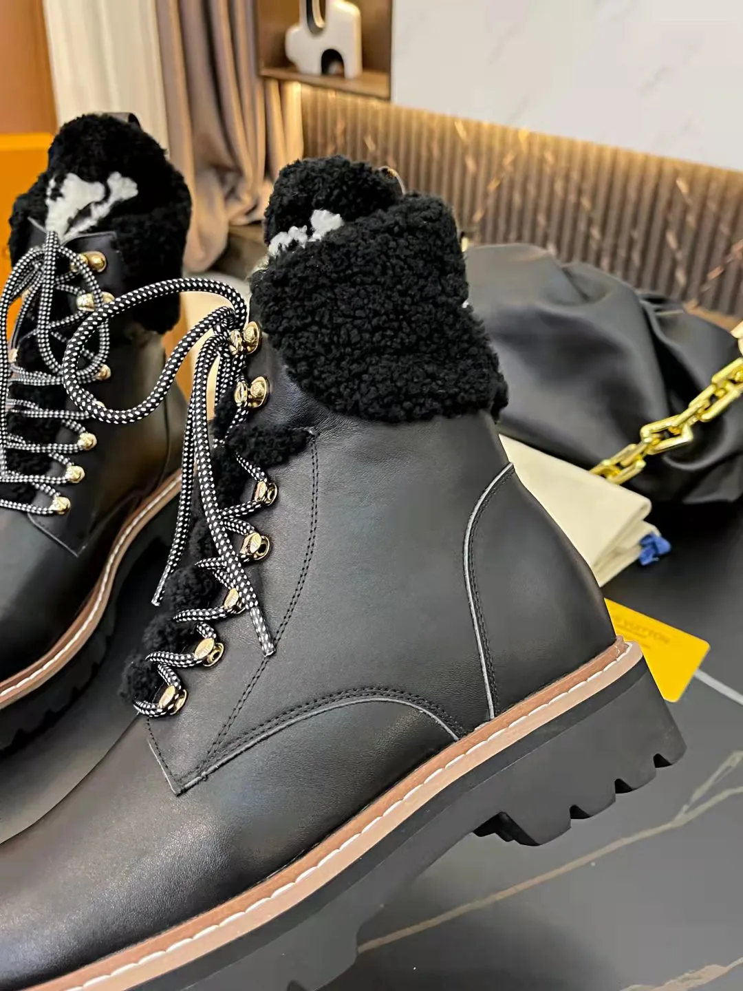 Louis Vuitton Women’s Territory Flat Military Boots Black - Image 6