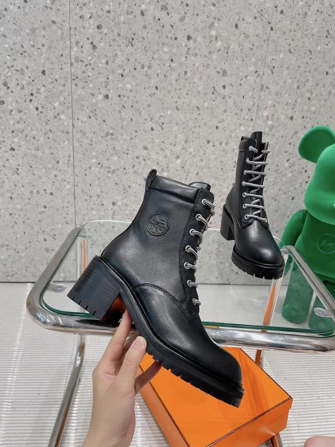 Hermes Bridge Ankle Boots Black - Image 8