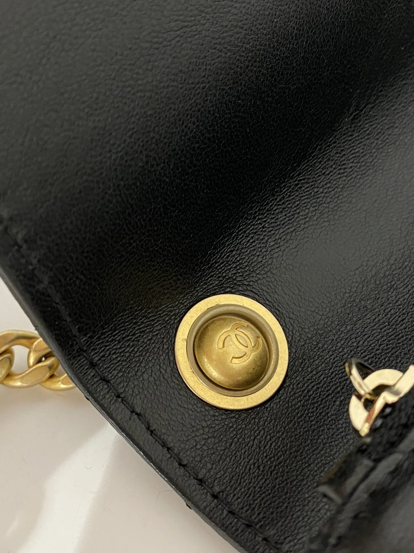 Chanel Wallet With Strap / Black Gold Hardware - Image 8