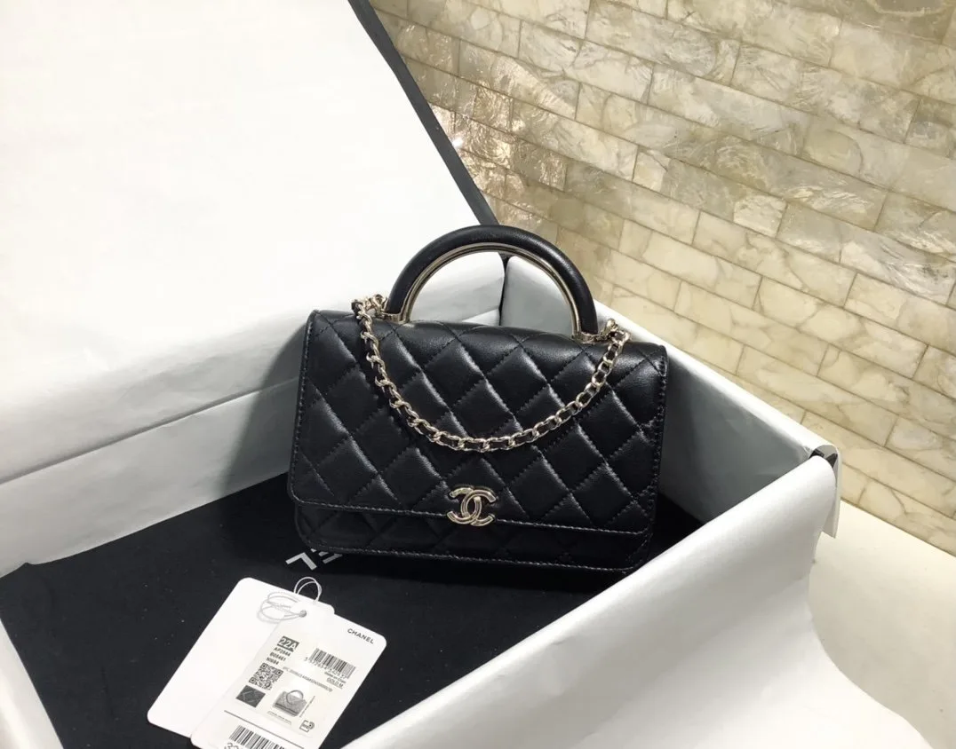 Chanel Hand-Held Oblique Cross Bag Black - Image 2