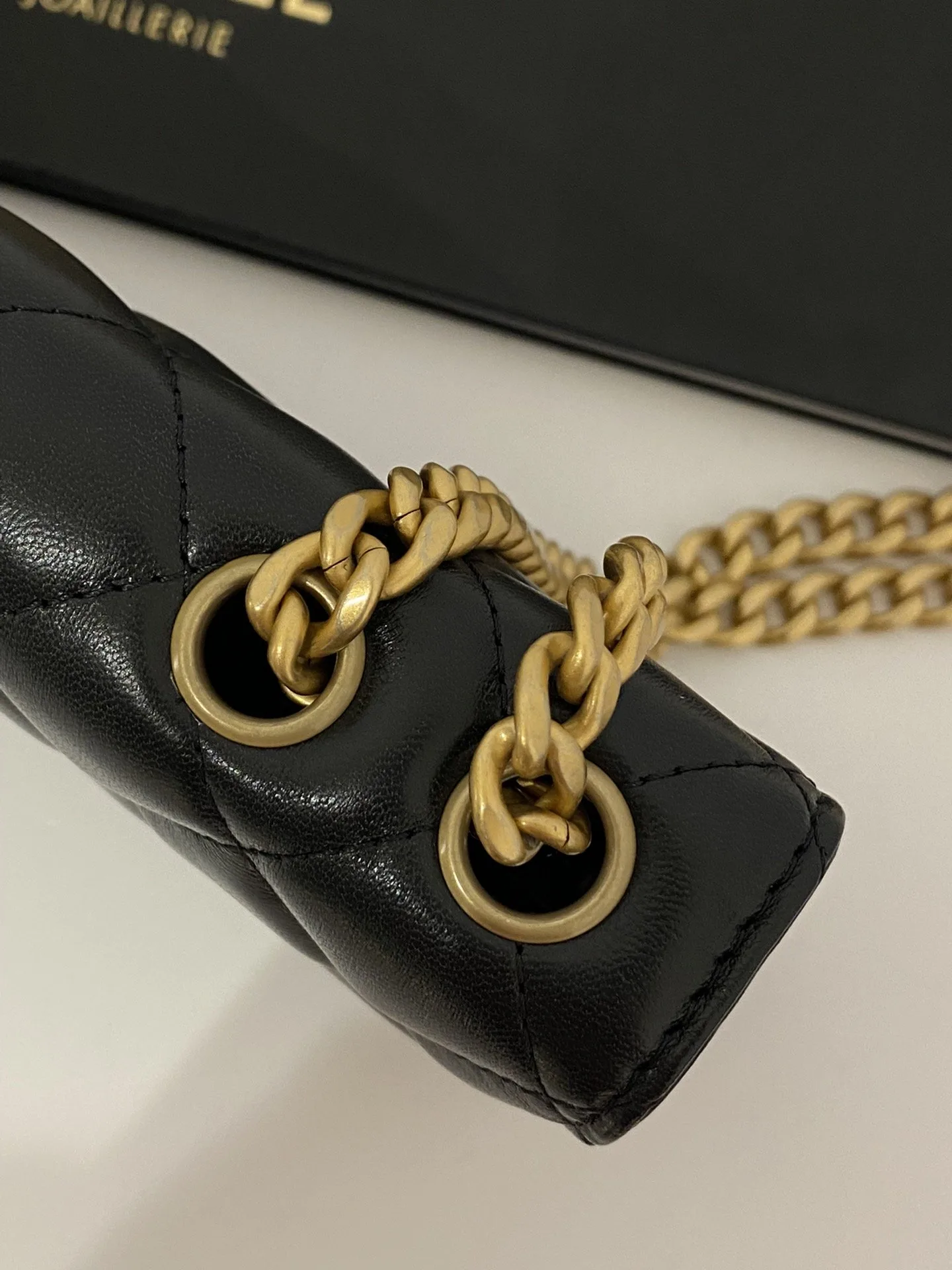 Chanel Wallet With Strap / Black Gold Hardware - Image 7