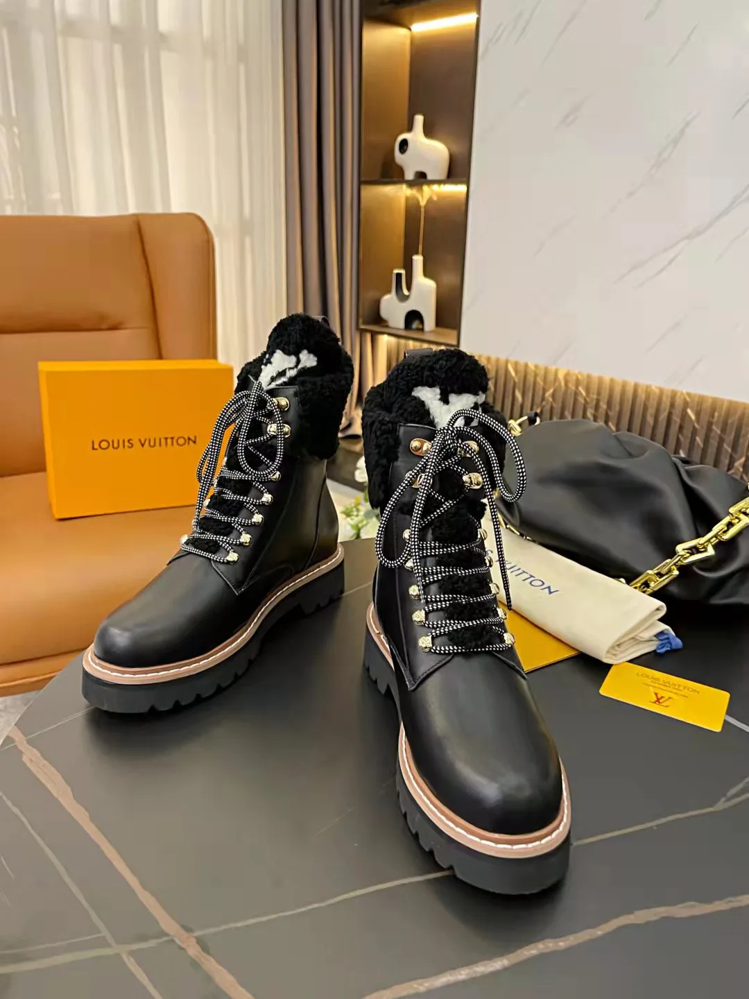 Louis Vuitton Women’s Territory Flat Military Boots Black - Image 4