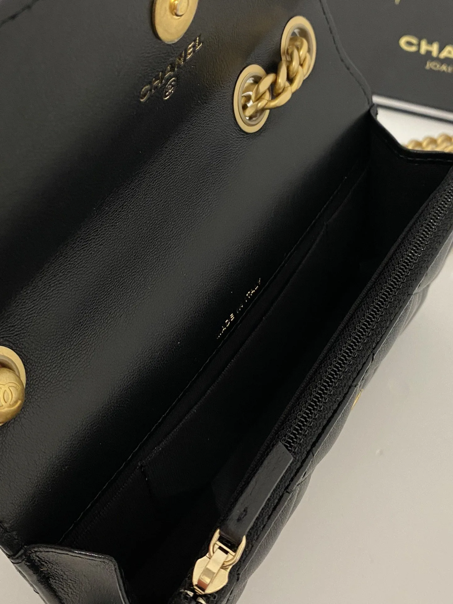 Chanel Wallet With Strap / Black Gold Hardware - Image 6