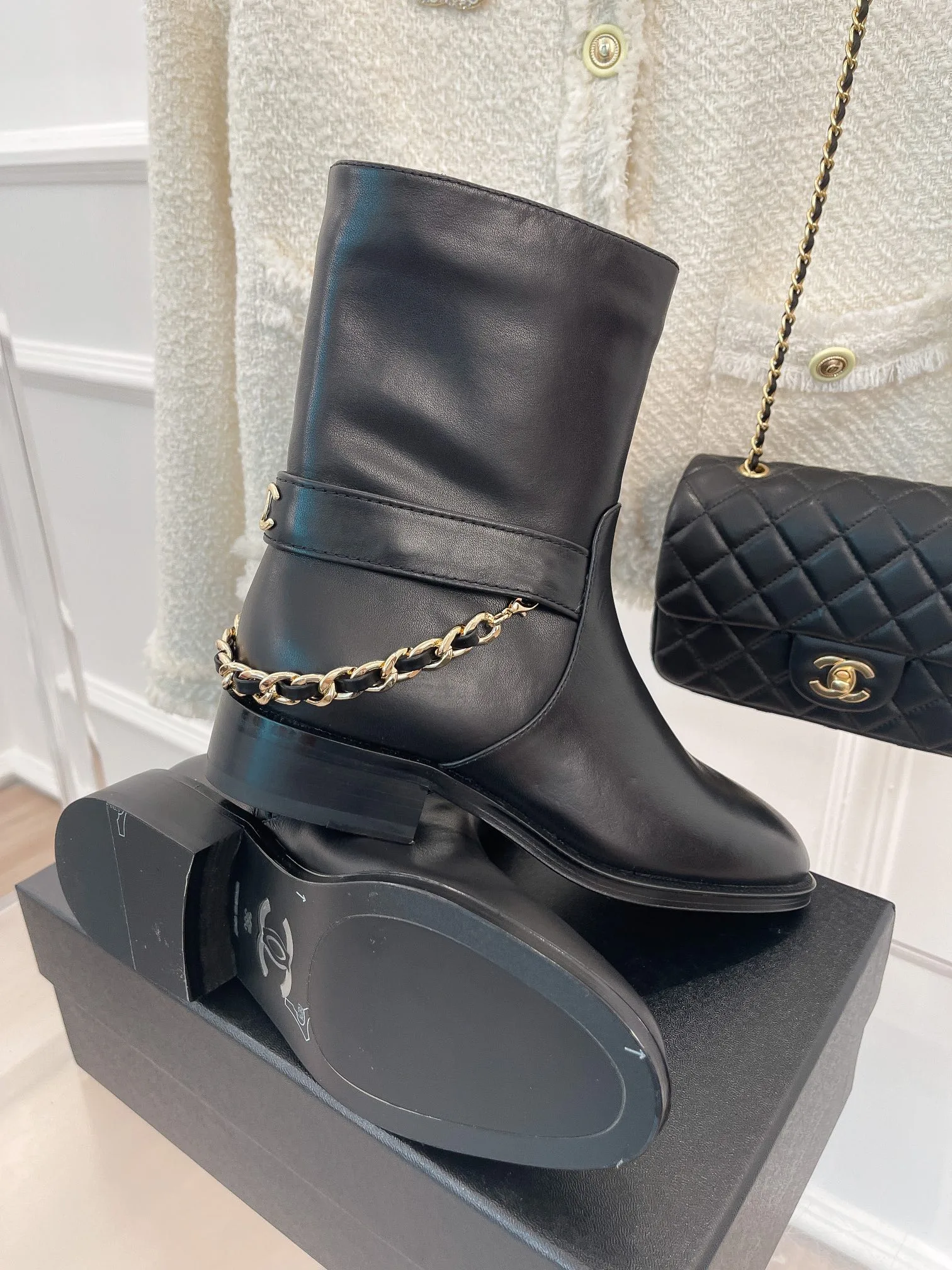 Chanel Ankle Boots With Chain Black / - Image 6