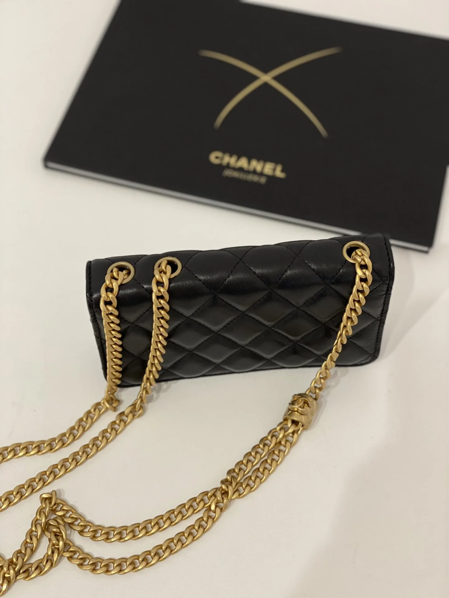 Chanel Wallet With Strap / Black Gold Hardware - Image 3
