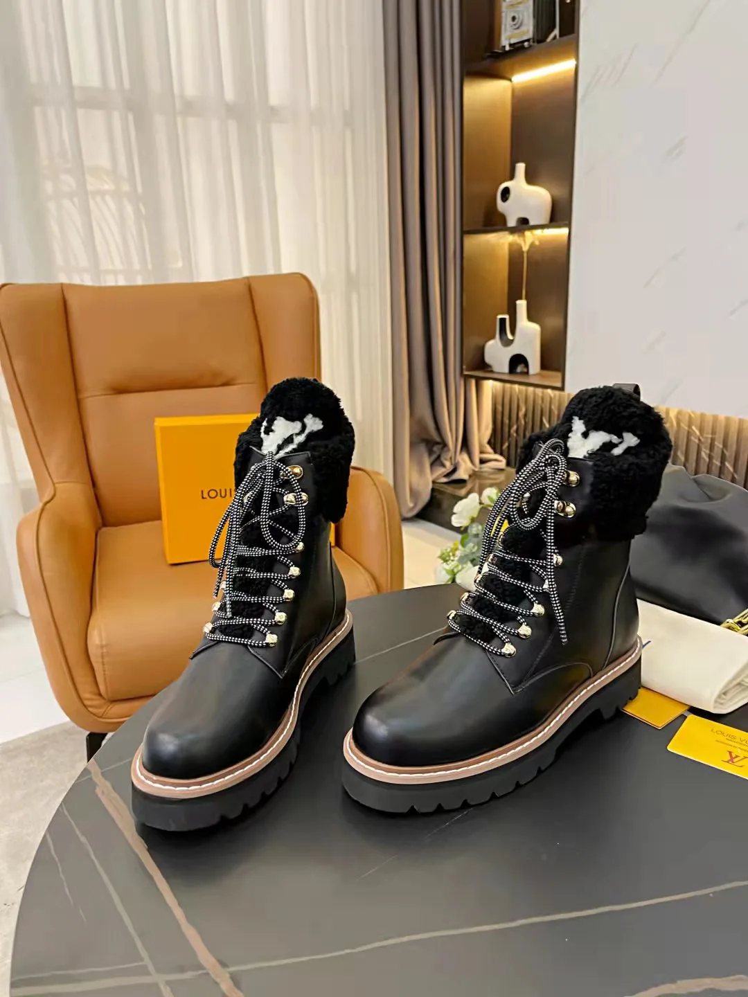 Louis Vuitton Women’s Territory Flat Military Boots Black - Image 3