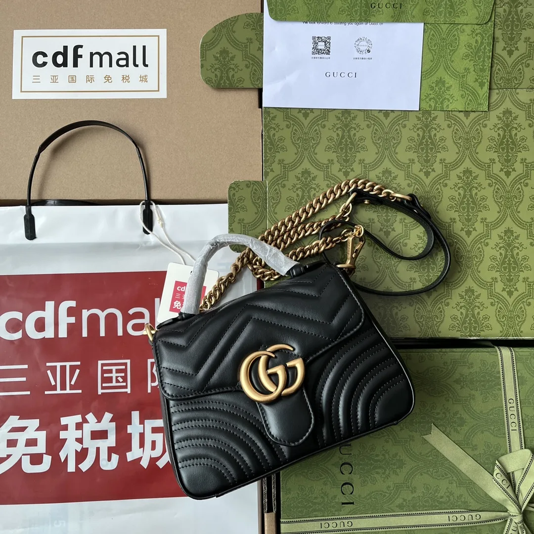 Gucci GG Marmont Mini Top Handle Bag Black